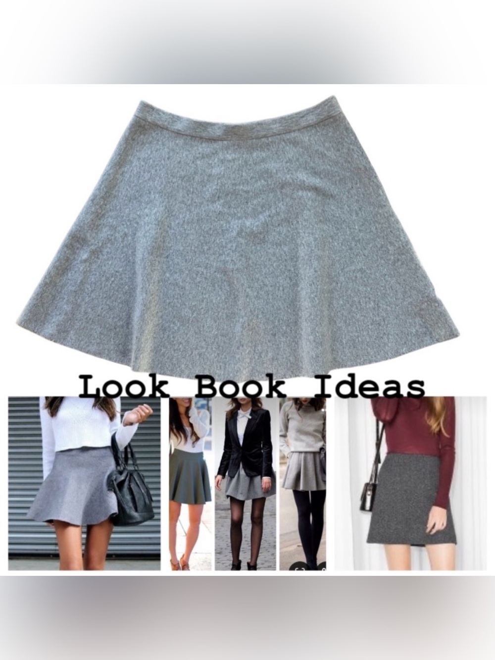 Purnell Ribbed Knit Circle Skirt Women's 8/29 Heathered Light Gray EUC